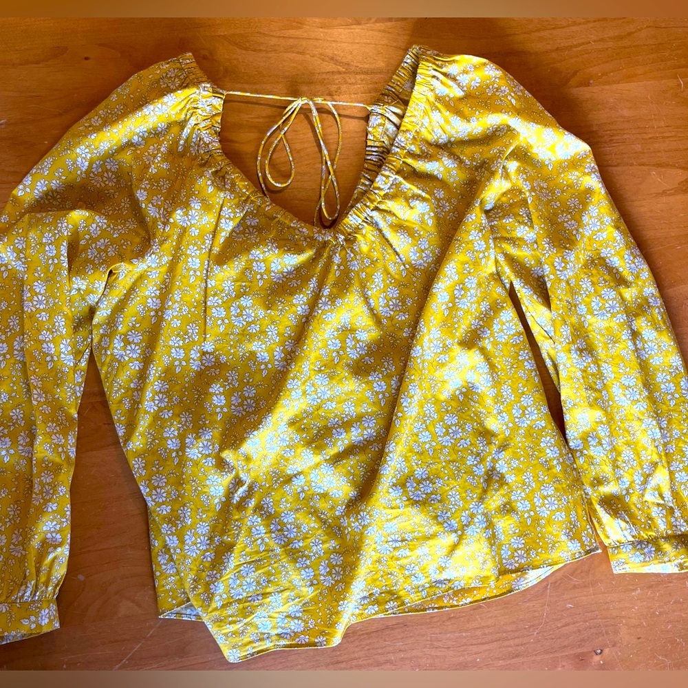 J Crew Yellow Liberty Print Women's Top